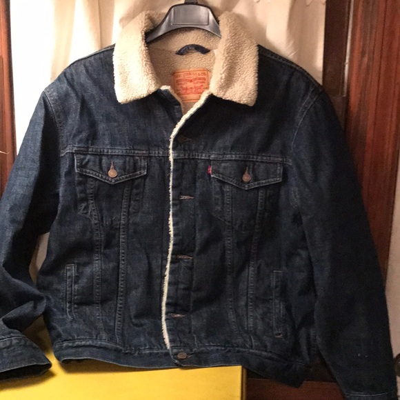 levis sheepskin denim jacket mens